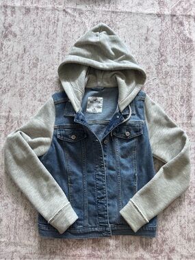 Hollister Denim & Gray Hooded Jacket